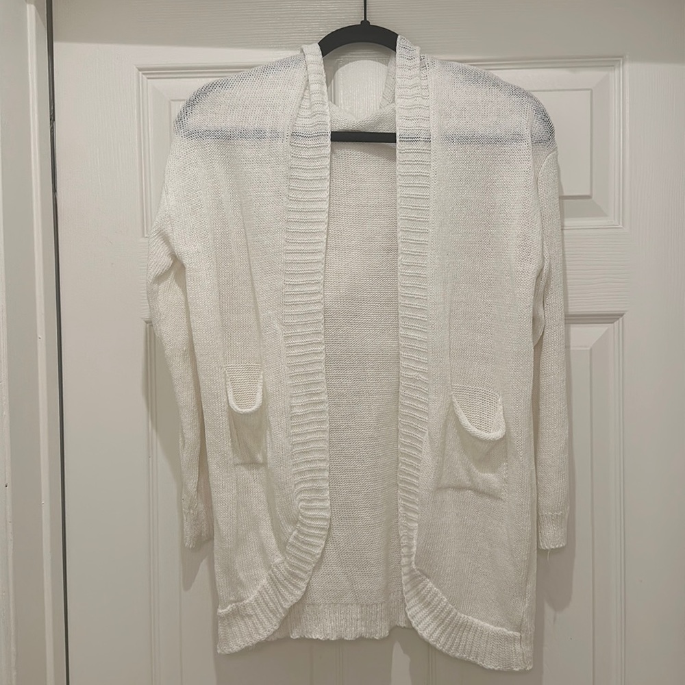 White hooded cardigan